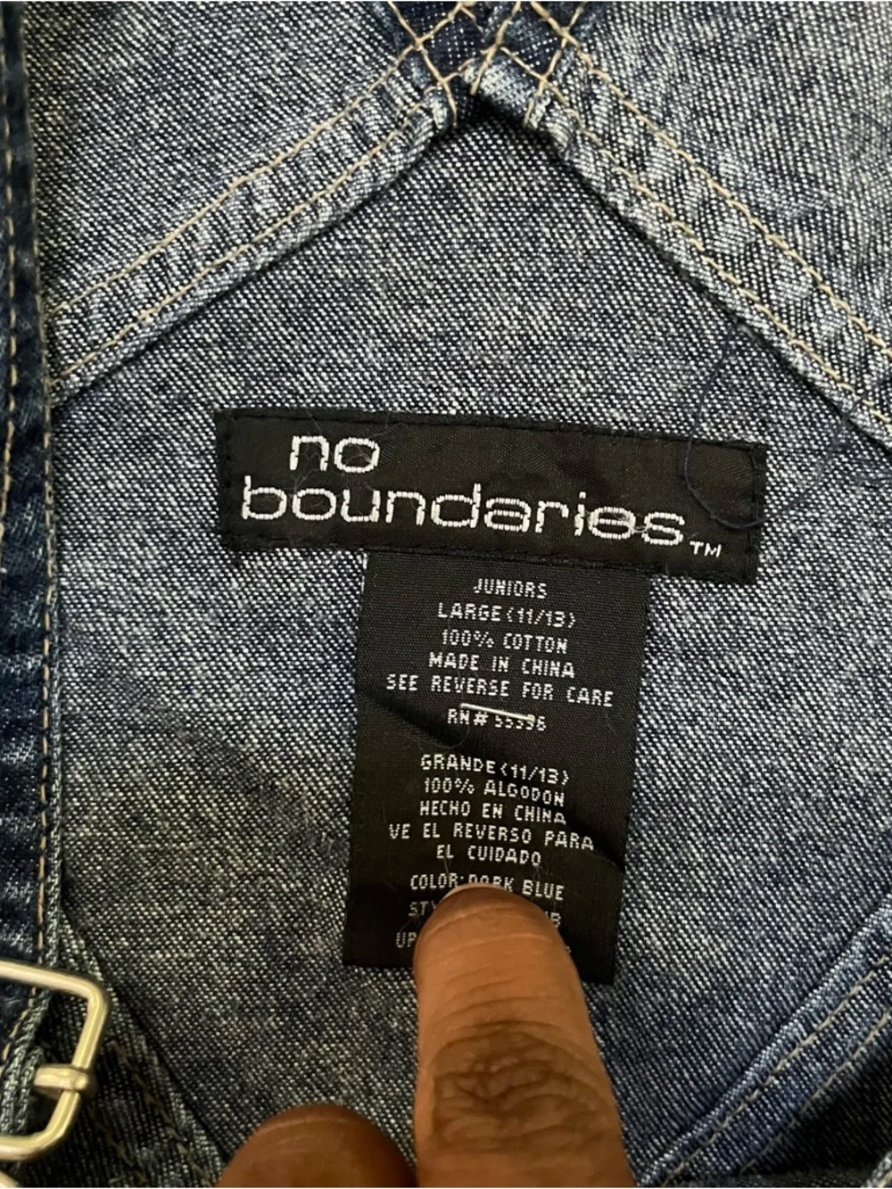 Vintage Y2K No boundaries blue denim jean short overalls shortalls large 11/13 - Picture 2 of 8